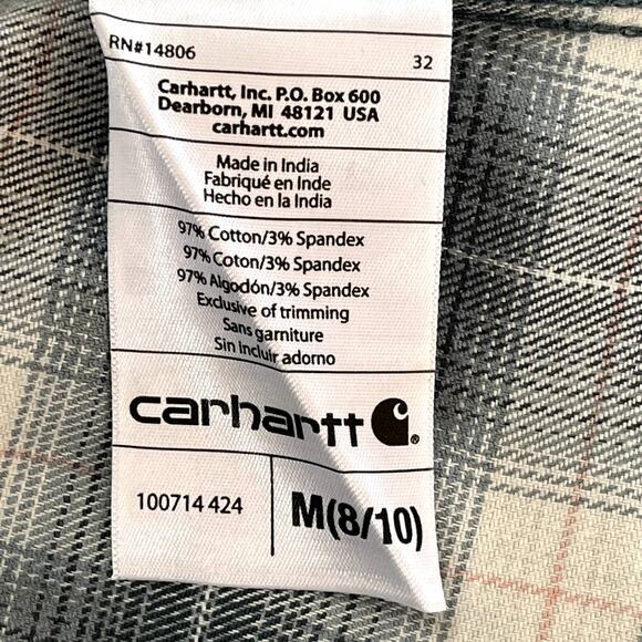 Carhartt Flannel Plaid Button Down Shirt Womens M 8/10 Western Workwear USA - Picture 11 of 12